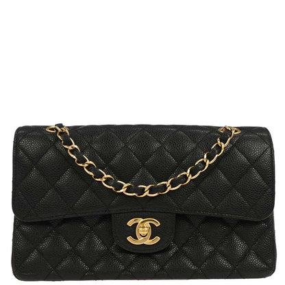 Chanel 2008-2009 Black Caviar Small Classic Double Flap Shoulder Bag