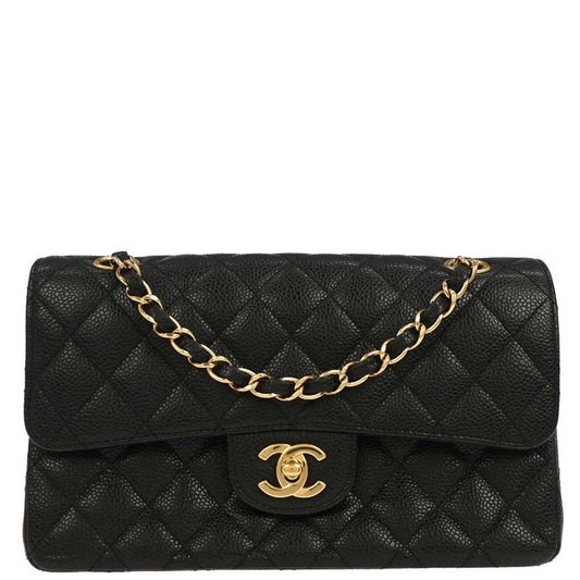 Chanel 2008-2009 Black Caviar Small Classic Double Flap Shoulder Bag