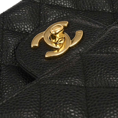 Chanel 2008-2009 Black Caviar Small Classic Double Flap Shoulder Bag