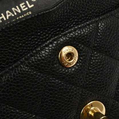 Chanel 2008-2009 Black Caviar Small Classic Double Flap Shoulder Bag