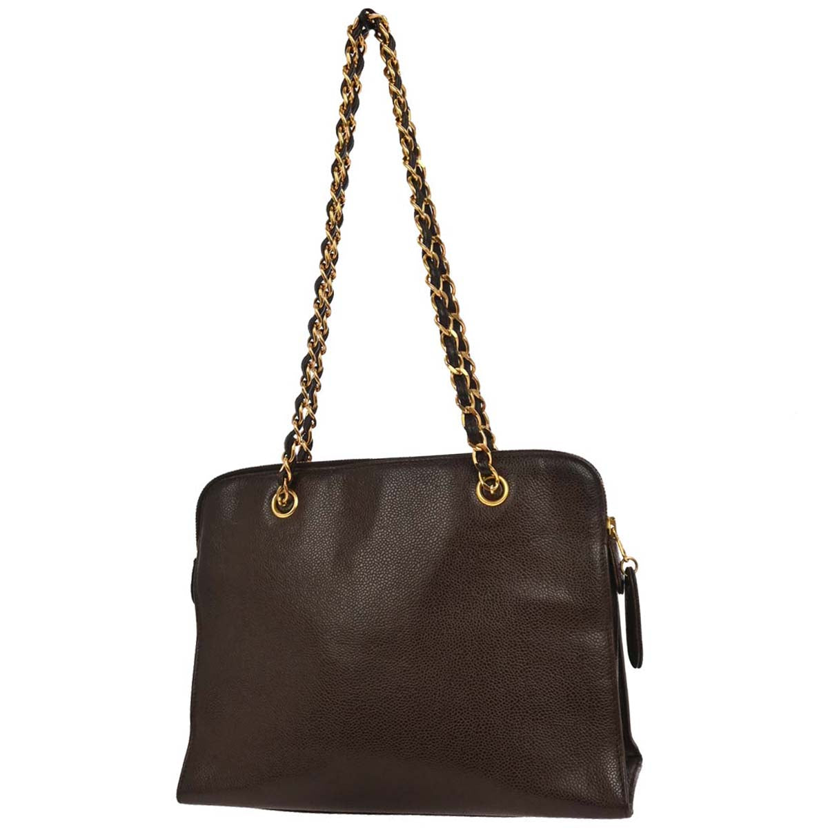 Chanel 1996-1997 Brown Caviar Chain Tote Bag