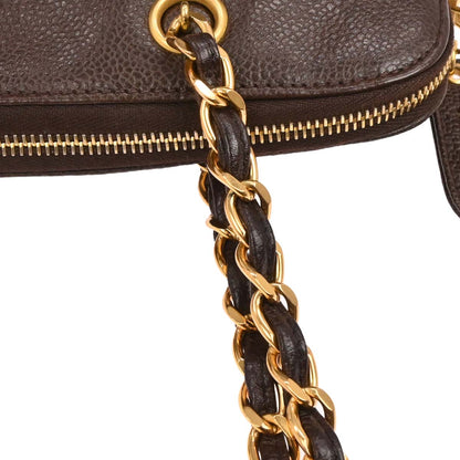 Chanel 1996-1997 Brown Caviar Chain Tote Bag