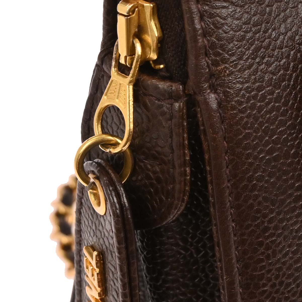 Chanel 1996-1997 Brown Caviar Chain Tote Bag