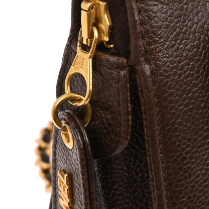 Chanel 1996-1997 Brown Caviar Chain Tote Bag