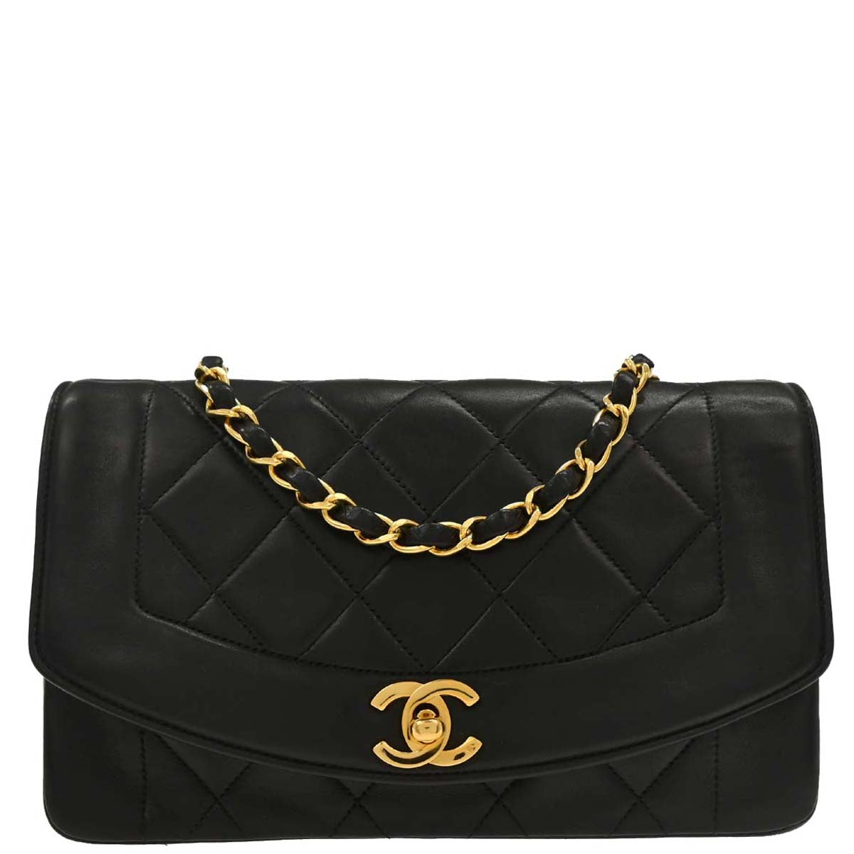 Chanel Black Lambskin Small Diana Shoulder Bag