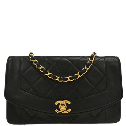 Chanel Black Lambskin Small Diana Shoulder Bag