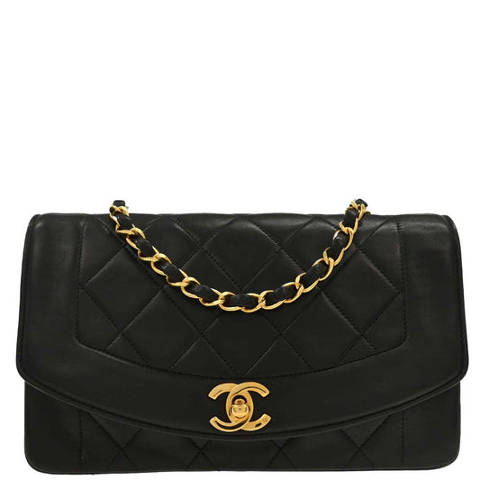Chanel Black Lambskin Small Diana Shoulder Bag