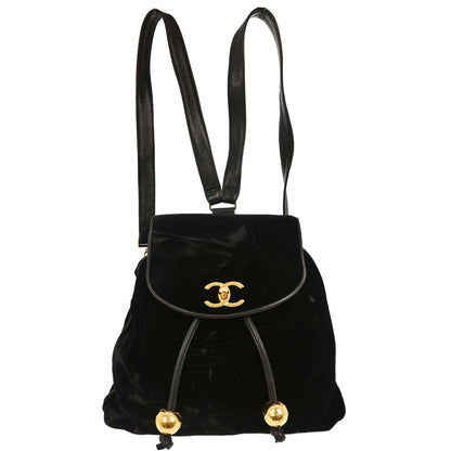 Chanel 1991-1994 Black Velvet Lambskin Backpack