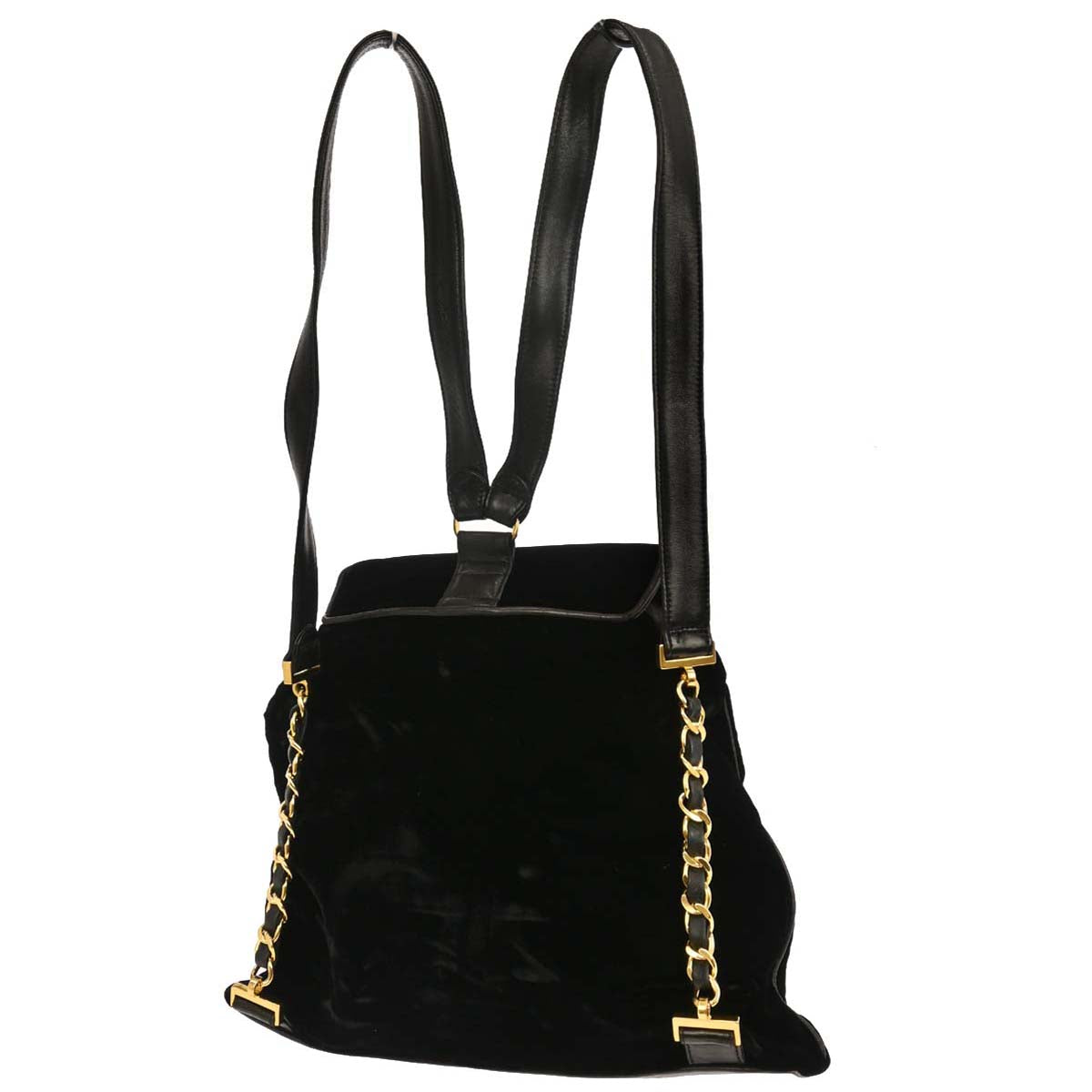Chanel 1991-1994 Black Velvet Lambskin Backpack