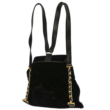 Chanel 1991-1994 Black Velvet Lambskin Backpack