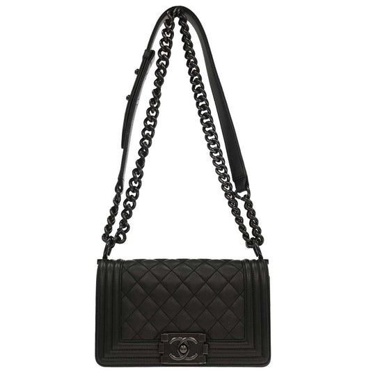 Boy Chanel 2017-2018 Black Caviar Small Chain Shoulder Bag