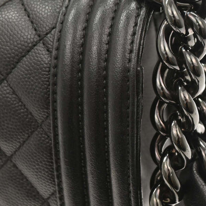 Boy Chanel 2017-2018 Black Caviar Small Chain Shoulder Bag