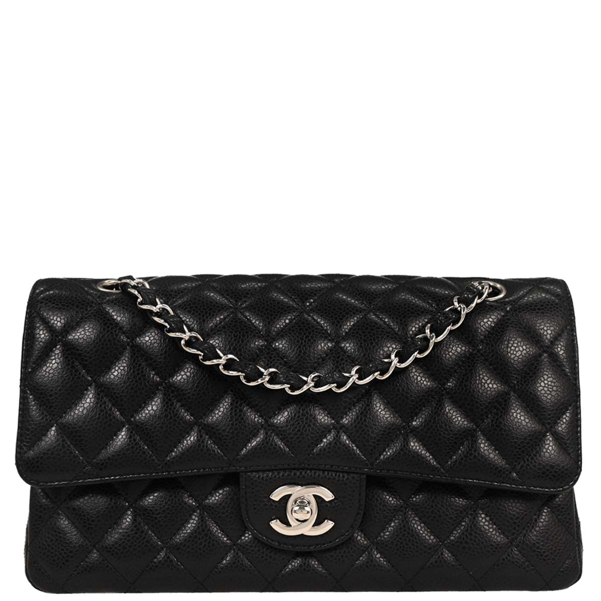 Chanel 2018 Black Caviar Medium Classic Double Flap Shoulder Bag
