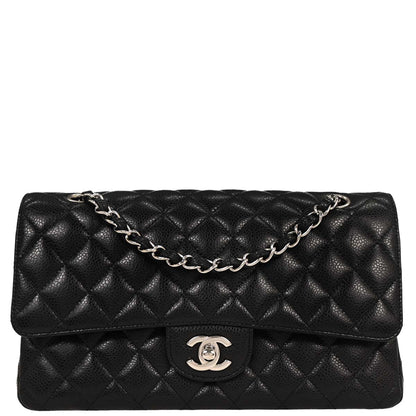 Chanel 2018 Black Caviar Medium Classic Double Flap Shoulder Bag