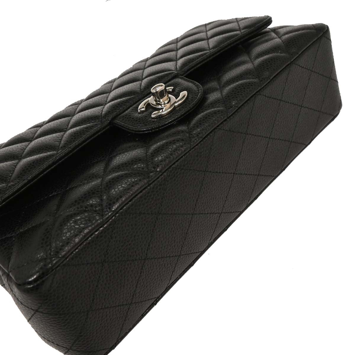 Chanel 2018 Black Caviar Medium Classic Double Flap Shoulder Bag