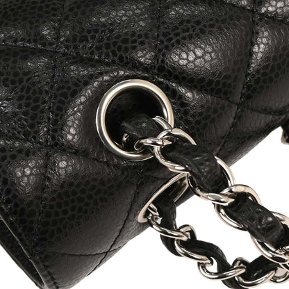 Chanel 2018 Black Caviar Medium Classic Double Flap Shoulder Bag