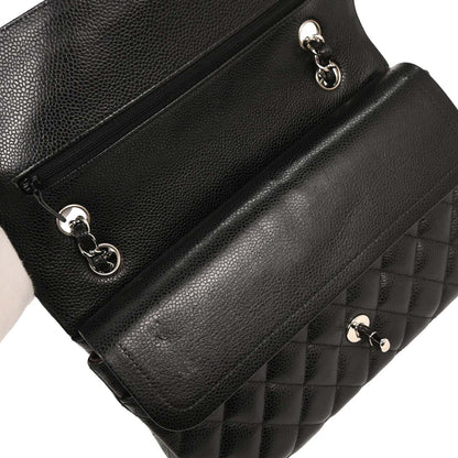 Chanel 2018 Black Caviar Medium Classic Double Flap Shoulder Bag