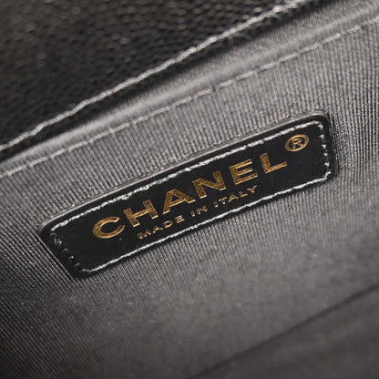 Boy Chanel 2018 Black Caviar Chevron Medium Shoulder Bag