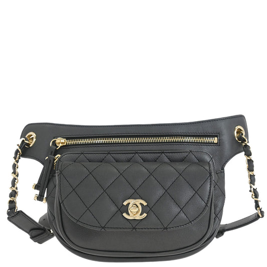 Chanel 2019 Gray Calfskin Waist Bum Bag