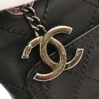 Chanel 2014-2015 Black Calfskin Wild Stitch Chain Tote Bag