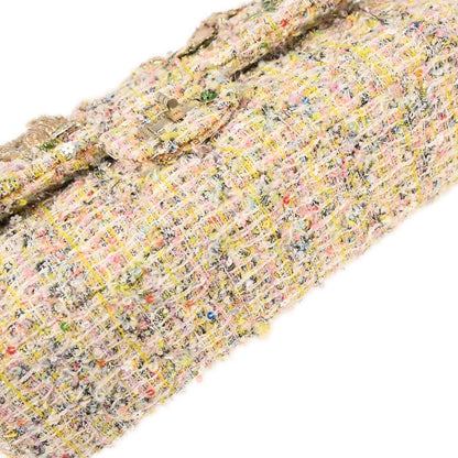 Chanel 2010-2011 Light Pink Tweed 2.55 Medium Classic Double Flap Shoulder Bag