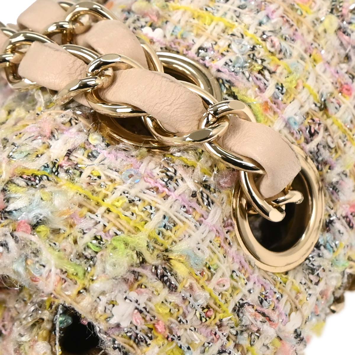 Chanel 2010-2011 Light Pink Tweed 2.55 Medium Classic Double Flap Shoulder Bag