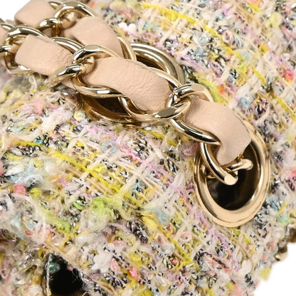 Chanel 2010-2011 Light Pink Tweed 2.55 Medium Classic Double Flap Shoulder Bag