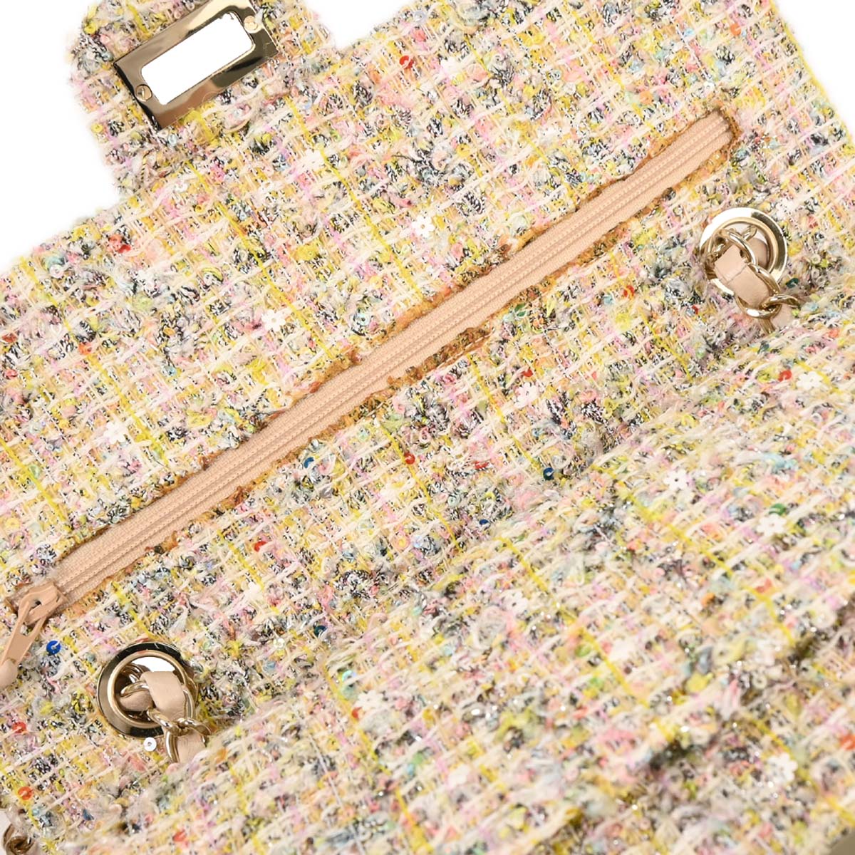 Chanel 2010-2011 Light Pink Tweed 2.55 Medium Classic Double Flap Shoulder Bag