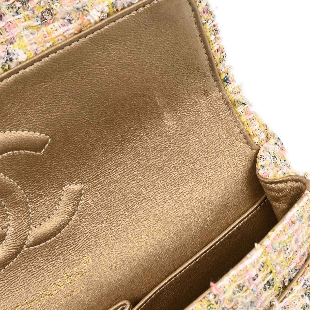 Chanel 2010-2011 Light Pink Tweed 2.55 Medium Classic Double Flap Shoulder Bag