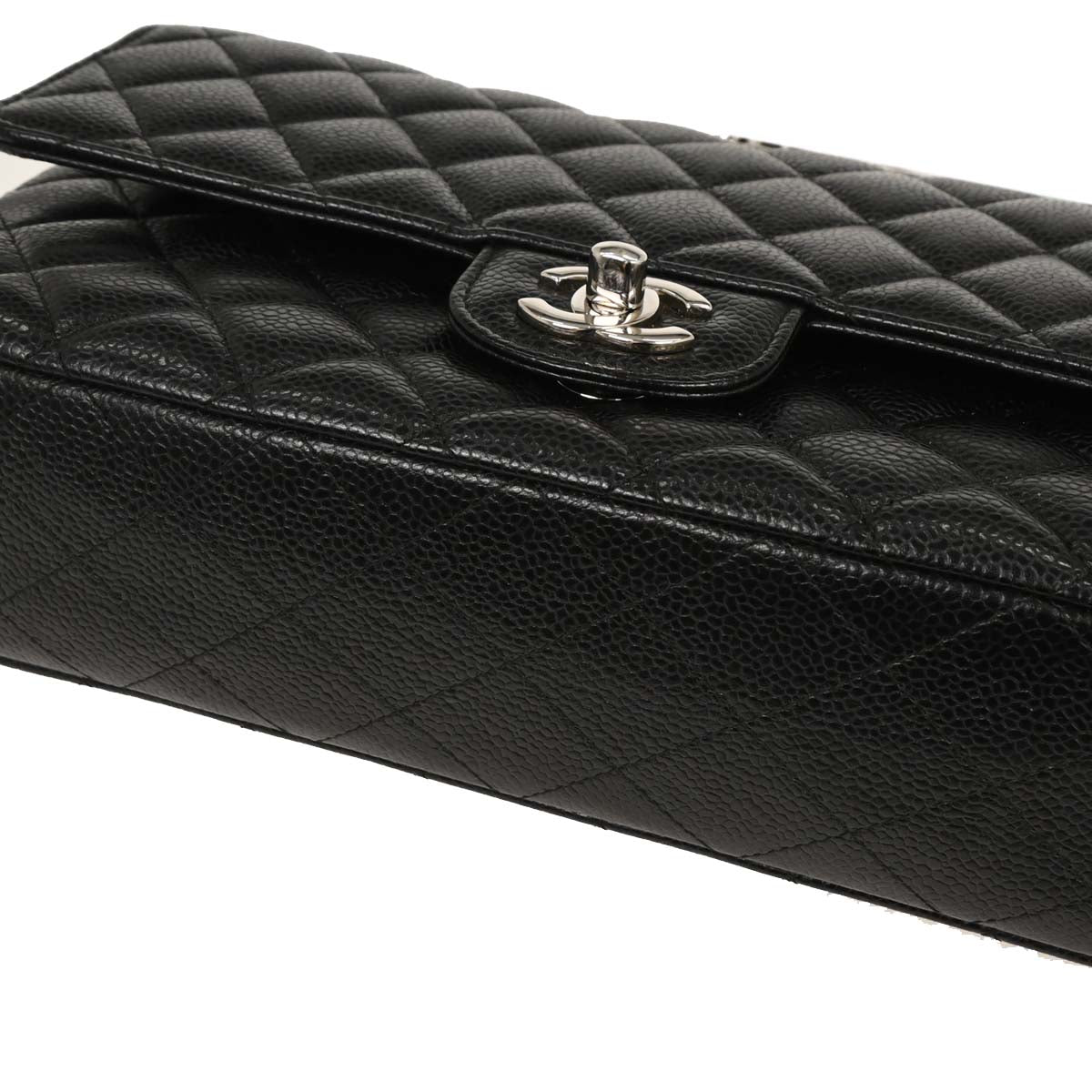 Chanel 2017 Black Caviar Medium Classic Double Flap Shoulder Bag