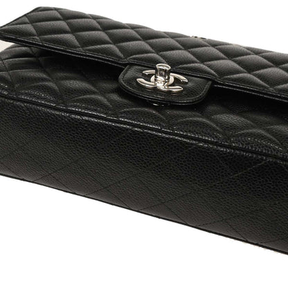 Chanel 2017 Black Caviar Medium Classic Double Flap Shoulder Bag