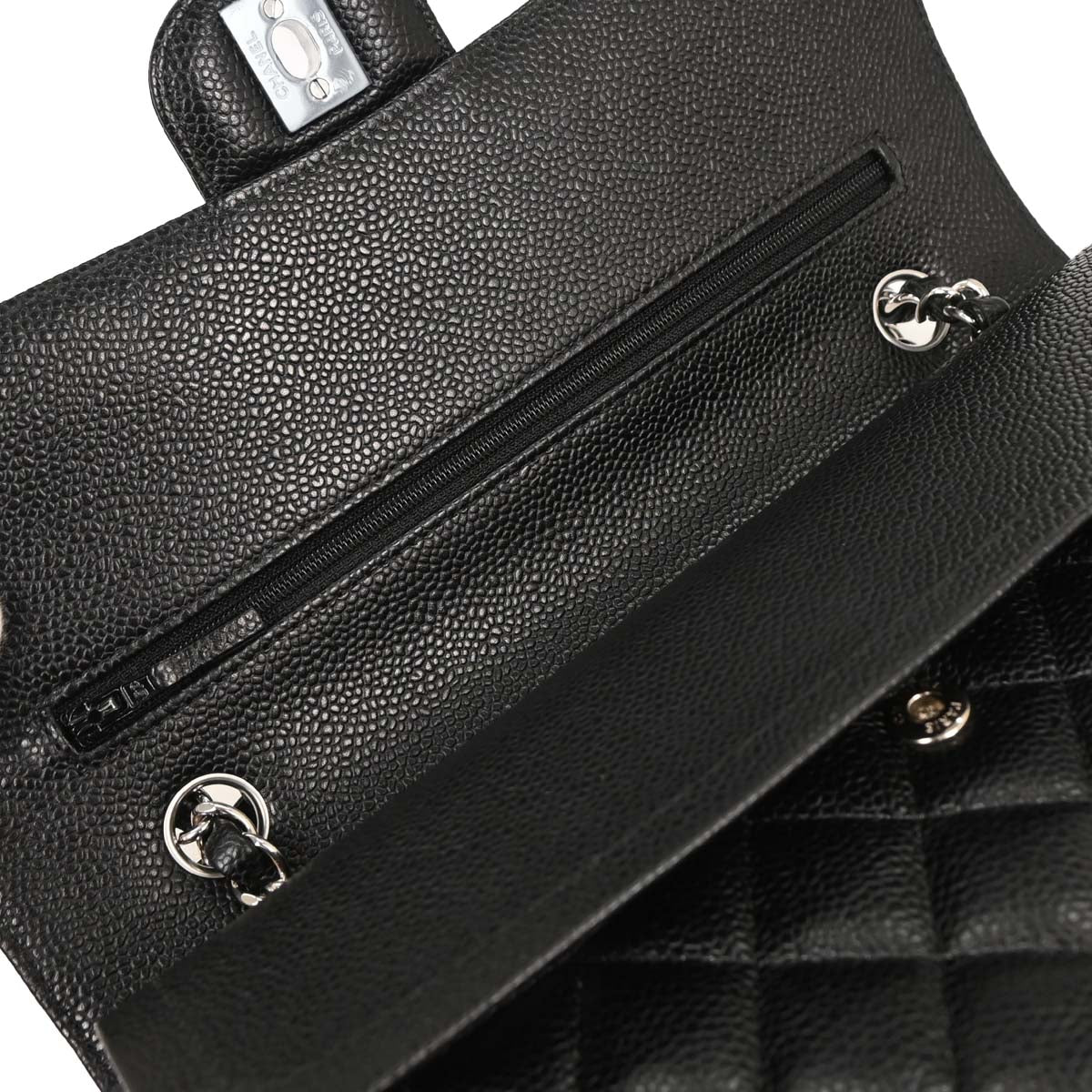 Chanel 2017 Black Caviar Medium Classic Double Flap Shoulder Bag