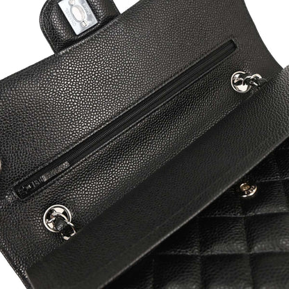 Chanel 2017 Black Caviar Medium Classic Double Flap Shoulder Bag