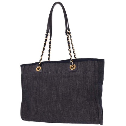 Chanel 2012-2013 Navy Denim Small Deauville Tote Handbag