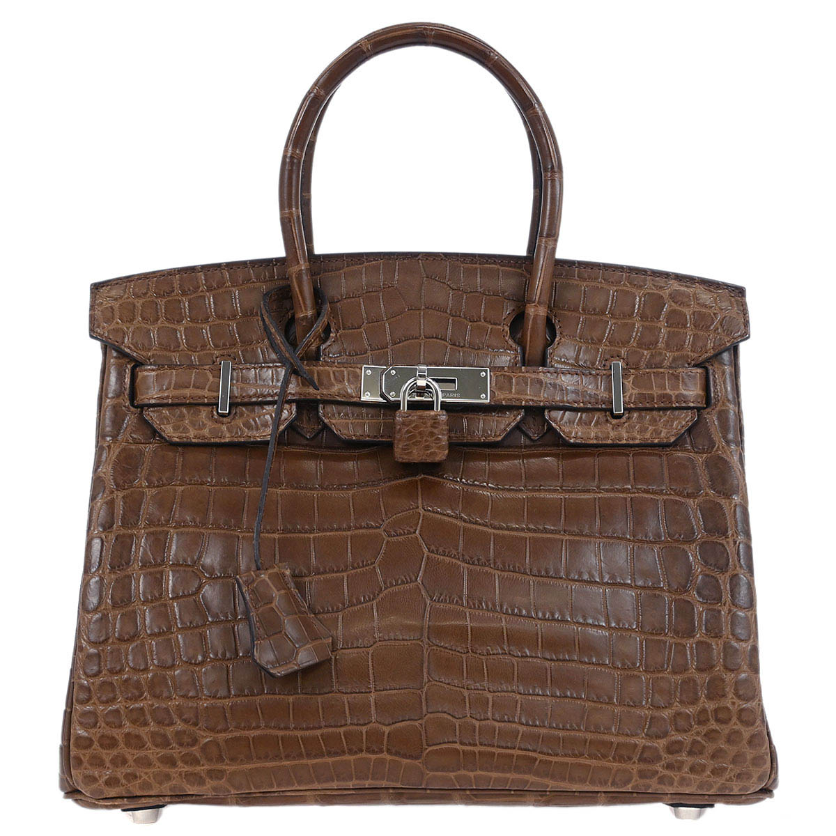 Hermes * Cacao Matte niloticus Crocodile Birkin 30 Handbag