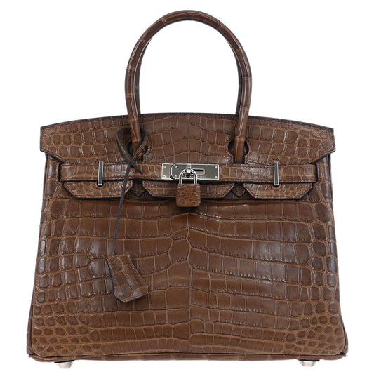 Hermes * Cacao Matte niloticus Crocodile Birkin 30 Handbag