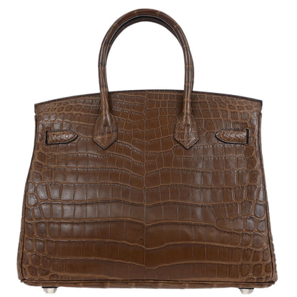 Hermes * Cacao Matte niloticus Crocodile Birkin 30 Handbag