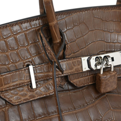 Hermes * Cacao Matte niloticus Crocodile Birkin 30 Handbag