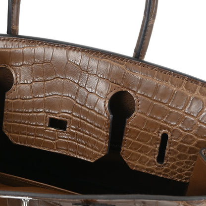 Hermes * Cacao Matte niloticus Crocodile Birkin 30 Handbag