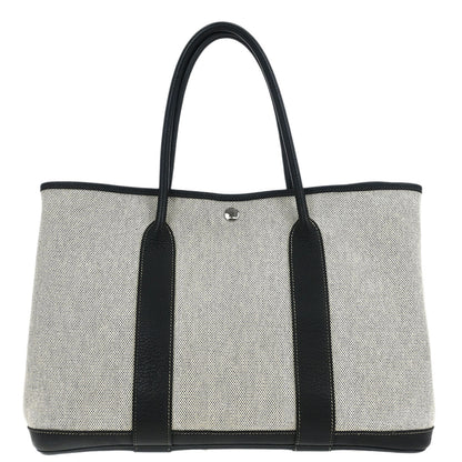 Hermes Black Toile H Buffalo Garden Party 36 PM Tote Bag