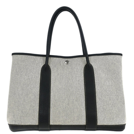 Hermes Black Toile H Buffalo Garden Party 36 PM Tote Bag