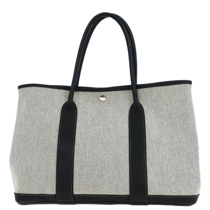 Hermes Black Toile H Buffalo Garden Party 36 PM Tote Bag
