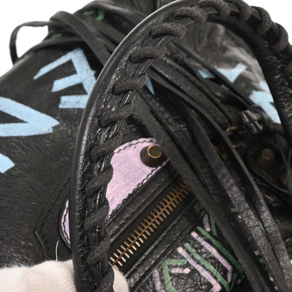 Balenciaga Black City Small Graffiti Handbag