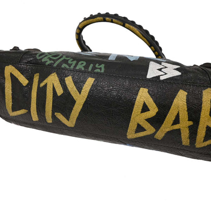 Balenciaga Black City Small Graffiti Handbag