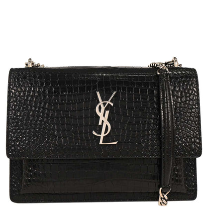 Saint Laurent * Black Leather Sunset Shoulder Bag