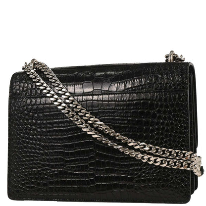 Saint Laurent * Black Leather Sunset Shoulder Bag