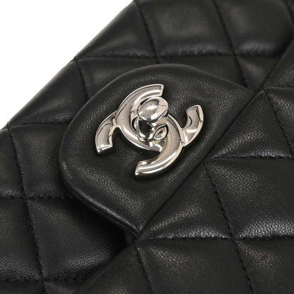 Chanel 2016-2017 Black Lambskin Medium Classic Double Flap Shoulder Bag