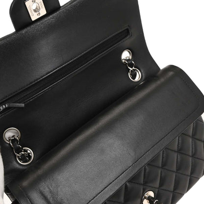 Chanel 2016-2017 Black Lambskin Medium Classic Double Flap Shoulder Bag