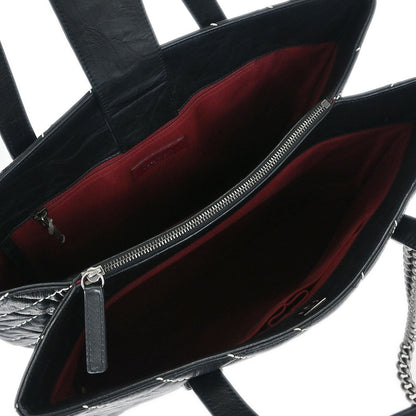 Chanel 2017 Black Calfskin Chevron Tote Bag