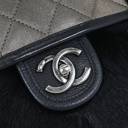 Chanel * 2015-2016 Black Faux Fur Paris-Salzburg Messenger Bag